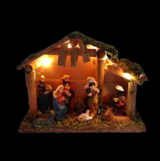 Vianočný Betlehem drevený svietiaci 20cm D