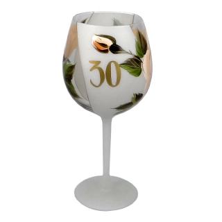 Výročný pohár na víno 30 ruža biely