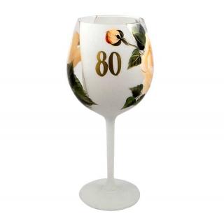 Výročný pohár na víno 80 ruža biely