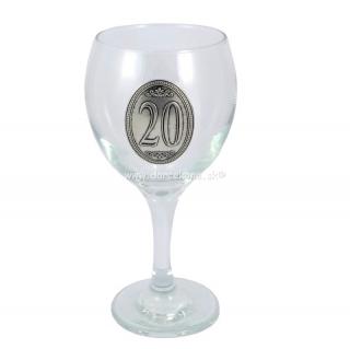 Výročný pohár na víno so štítkom 20 rokov