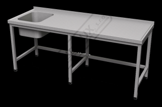 Nerezový umývací stôl s drezom dlhý USV-1 (Nerezový pracovný)