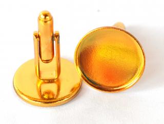 Lôžka na manžetové gombíky, 18 mm, farba zlatá - plytké, II. trieda