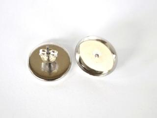 Náušnice - lôžka, tvar kruh, platinová farba, 12 mm, 10 párov + kovové zarážky (VEĽKÉ BALENIE)