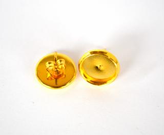 Náušnice - lôžka, tvar kruh, zlatá farba, 10 mm - 1 pár + zarážky, II. trieda (II. trieda)