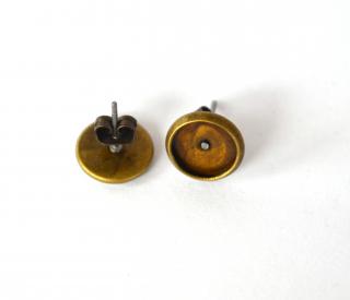 Náušnicové lôžka-kruh,8mm-1 pár, farba starobronz, II. trieda