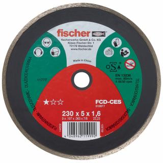 FISCHER celoobvodový diamantový rezný kotúč FCD-CES 230x1,6x22,23 DIA, 1 ks (určený na suché ale aj na mokré rezanie keramiky a dlažby)