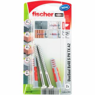 FISCHER DuoSeal 8x48 S PH TX A2 K NV  1 ks (vodotesná hmoždinka pre vlhké priestory. 2 ks v blistri)