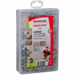 FISCHER PROFI-BOX UX + skrutky a háčiky (praktický PROFI-BOX s fischer univerzálnymi hmoždinkami UX, skrutkami a háčikmi)