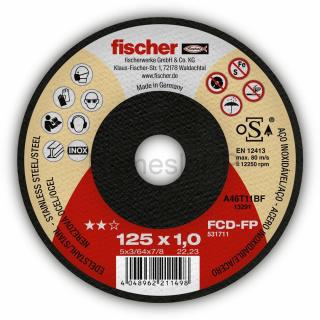 FISCHER rezný kotúč FCD-FP 125x1,0x22,23 plus, 1 ks (kvalitný a odolný nástroj na rezanie oceli a nerezu)