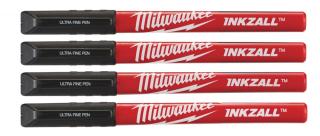MILWAUKEE INKZALL™ perá s tenkým hrotom - čierne, balenie 4 ks (INKZALL™ pero)