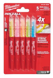 MILWAUKEE INKZALL™ sada zvýrazňovačov - farebné, balenie 5 ks (INKZALL™ zvýrazňovač)