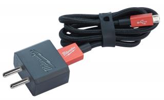MILWAUKEE M12 CUSB nabíjačka (opletený Milwaukee kábel s koncovkou Micro-USB a napájaním adaptéru 2.1 A)