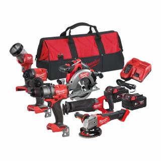 MILWAUKEE set náradia M18 FPP6E3-502B (set náradia obsahuje: M18 FPD3; M18 FIW2F12; M18 CCS55; M18 FSZ; M18 FSAG125X; M18 TLED; 2xM18 B5; M12-18 FC; Taška)