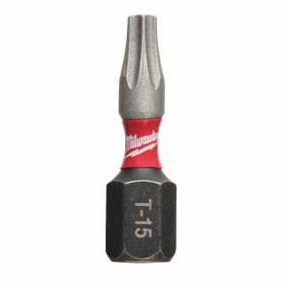 MILWAUKEE skrutkovací bit TX15 25 mm SHOCKWAVE™ (skrutkovací bit do drážky TORX, 2 ks v blistri)