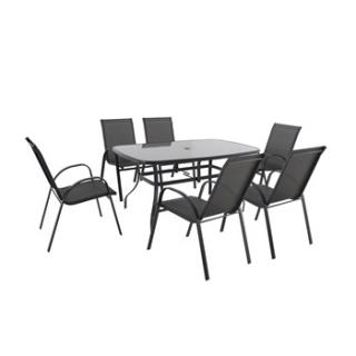 VERONA 6 záhradné sedenie (Kombinovaná zostava šiestich stoličiek a jedného stola z oceľovo-hliníkových profilov a komaxitovou povrchovou úpravou. Stôl s tvrdeným sklom. )
