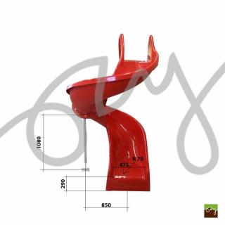 Detská šmýkačka červená P213 točená (Točená sklolaminátová)