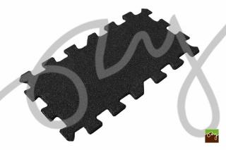 Profilovaná gumená dlažba Puzzle 20 čierna (Gumený podklad na)