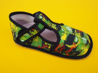 Detské barefoot papučky Beda - Graffiti BAREFOOT 717-SK666