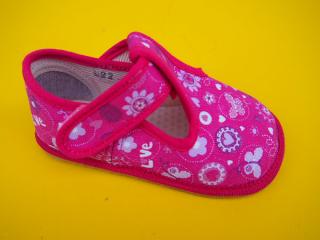 Detské barefoot papučky Beda - ružové srdiečka BAREFOOT 322-SK666