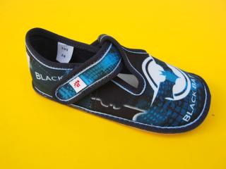 Detské barefoot papučky EF - modré s netopierom BAREFOOT 820-SK671