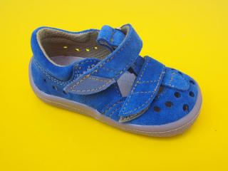 Detské kožené barefoot sandálky Beda - Mateo modré BAREFOOT 568-SK677