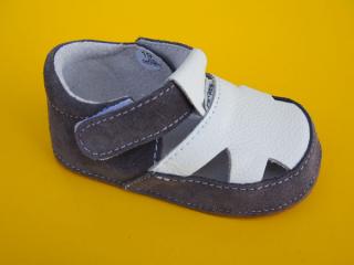 Detské kožené barefoot sandálky Pegres C1096 šedé BAREFOOT 628-SK651