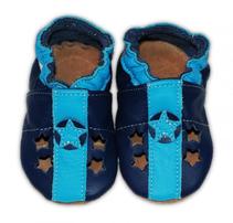 Detské kožené capačky Fiorino eko Tuptusie - Modré sandálky 630-SK617
