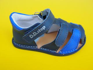 Detské kožené sandálky D.D.Step G076 - 382D royal blue BAREFOOT 677-SK524