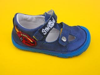 Detské kožené sandálky H073 - 384 royal blue BAREFOOT 403-SK524