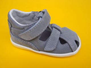 Detské kožené sandálky Jonap - 041 svetlošedá BAREFOOT 610-SK641
