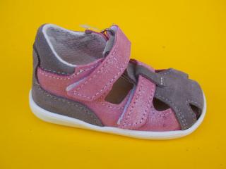 Detské kožené sandálky Jonap - 041s šedoružová devon BAREFOOT 862-SK641