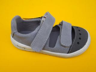 Detské kožené sandálky Jonap - Fella svetlošedá BAREFOOT 801-SK641