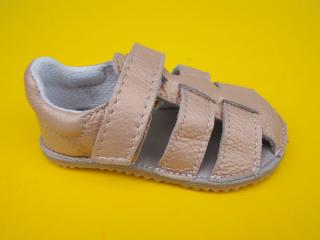 Detské kožené sandálky Jonap - Zula zlatá BAREFOOT 534-SK641