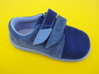 Detské kožené topánky Beda - Danny modré BAREFOOT 705-SK677