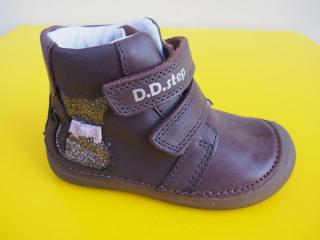 Detské kožené topánky D.D.Step A063 - 35A chocolate BAREFOOT 382-SK524