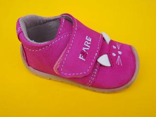 Detské kožené topánočky Fare Bare 5012253 ružové s mačičkou BAREFOOT 532-SK646