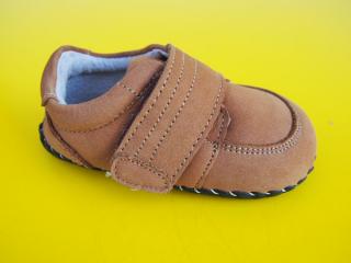 Detské kožené topánočky Freycoo - Rudy hnedé BAREFOOT 243-SK541