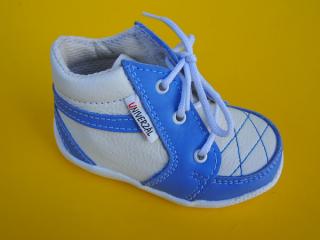 Detské kožené topánočky Univerzál - modrobiele 937-SK409