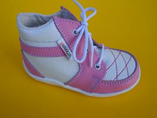 Detské kožené topánočky Univerzál - ružovobiele 939-SK409