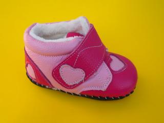 Detské kožené zimné barefoot topánky Freycoo - ružové BAREFOOT 759-SK541