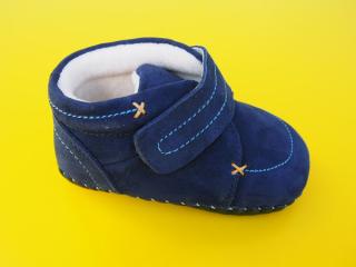 Detské kožené zimné barefoot topánočky Freycoo - modré BAREFOOT 758-SK541