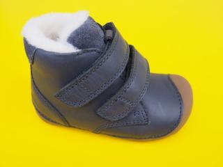 Detské kožené zimné topánky Bundgaard BG303201 Navy BAREFOOT 963-SK642