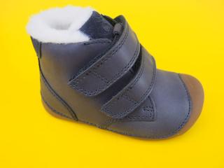 Detské kožené zimné topánky Bundgaard BG303201DG Navy BAREFOOT 434-SK642