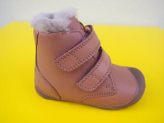 Detské kožené zimné topánky Bundgaard BG303258DG Cognac BAREFOOT 584-SK642