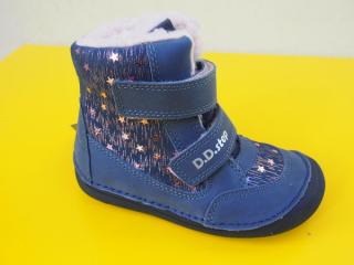 Detské kožené zimné topánky D.D.Step W063 - 333A royal blue BAREFOOT 785-SK524