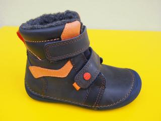 Detské kožené zimné topánky D.D.Step W063 - 374 royal blue BAREFOOT 756-SK524