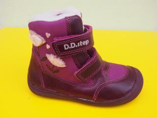 Detské kožené zimné topánky D.D.Step W063 - 710 red BAREFOOT 524-SK524