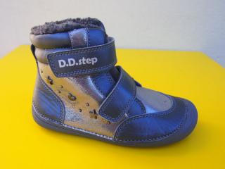 Detské kožené zimné topánky D.D.Step W063 - 798 dark grey BAREFOOT 022-SK524