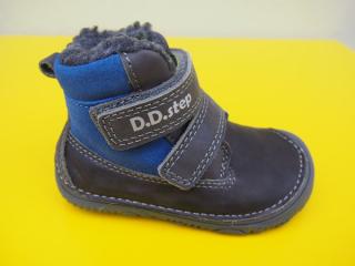 Detské kožené zimné topánky D.D.Step W073 - 29A dark grey BAREFOOT 250-SK524