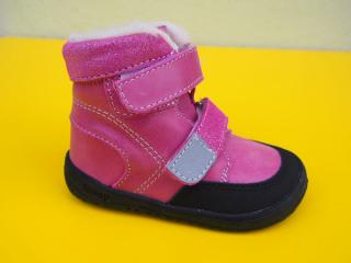 Detské kožené zimné topánky Jonap - Falco ružová BAREFOOT 624-SK641
